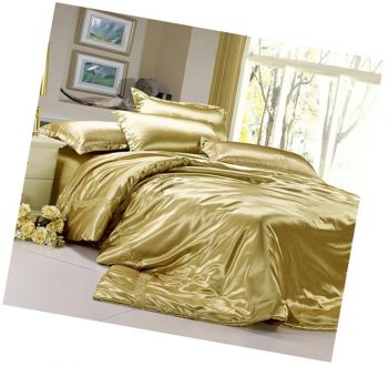 Золотое атласное постельное белье