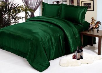 Зеленый бутылочный атласное постельное белье