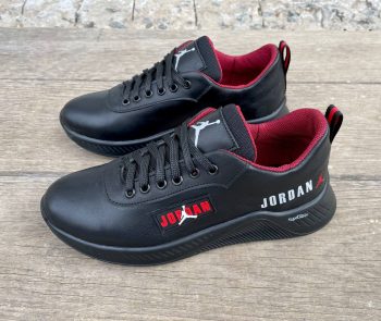 Чоловічі шкіряні кросівки Jordan Код: ДЖ чор