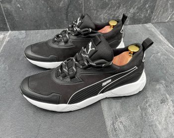 Чоловічі шкіряні кросівки Puma Код: К-1 чор/біл