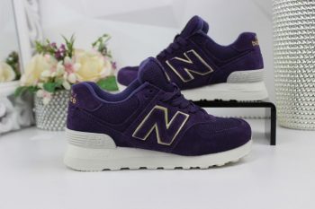 Женские кроссовки New Balance Фиолетовые+Золото   Код: 1288