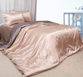 Серебряно-золотое атласное постельное белье