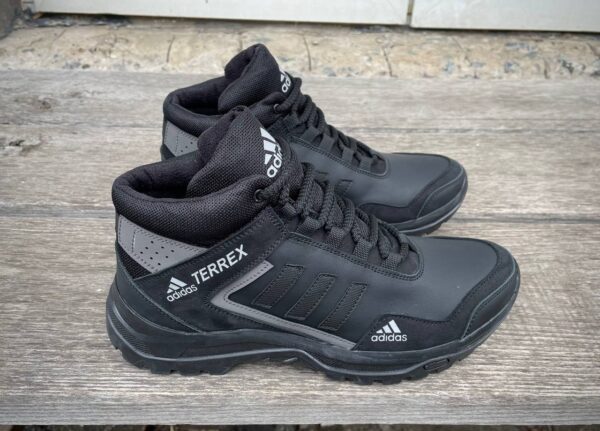 Чоловічі шкіряні зимові кросівки Adidas Код: А-1 ч/сер/зима - Зображення 6