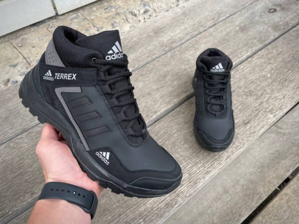 Чоловічі шкіряні зимові кросівки Adidas Код: А-1 ч/сер/зима - Зображення 7