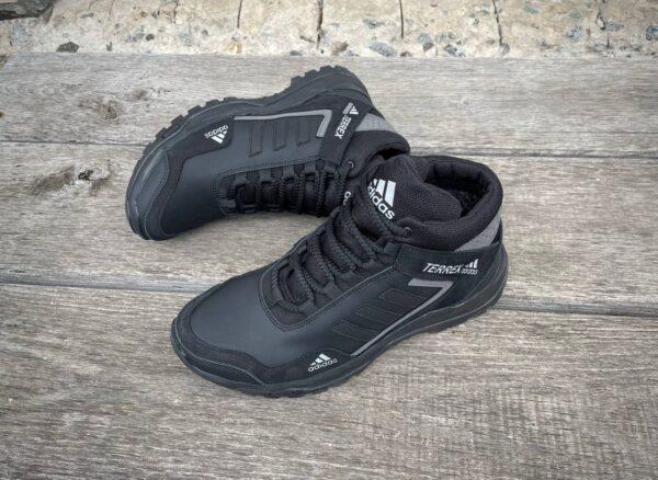 Чоловічі шкіряні зимові кросівки Adidas Код: А-1 ч/сер/зима - Зображення 8