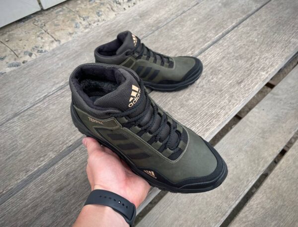 Чоловічі шкіряні зимові кросівки Adidas Код: А-1 хаки/зима - Зображення 2