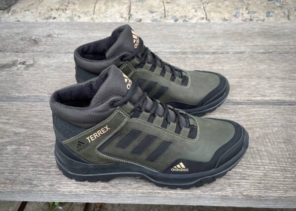Чоловічі шкіряні зимові кросівки Adidas Код: А-1 хаки/зима - Зображення 6