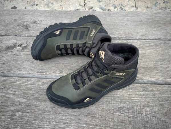 Чоловічі шкіряні зимові кросівки Adidas Код: А-1 хаки/зима - Зображення 8