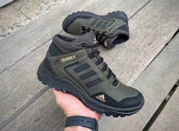 Чоловічі шкіряні зимові кросівки Adidas Код: А-1 хаки/зима - Зображення 9