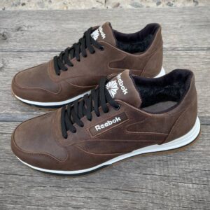 Чоловічі шкіряні зимові кросівки Reebok Код: R17 кор/бн
