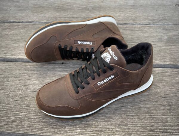 Чоловічі шкіряні зимові кросівки Reebok Код: R17 кор/бн - Зображення 2