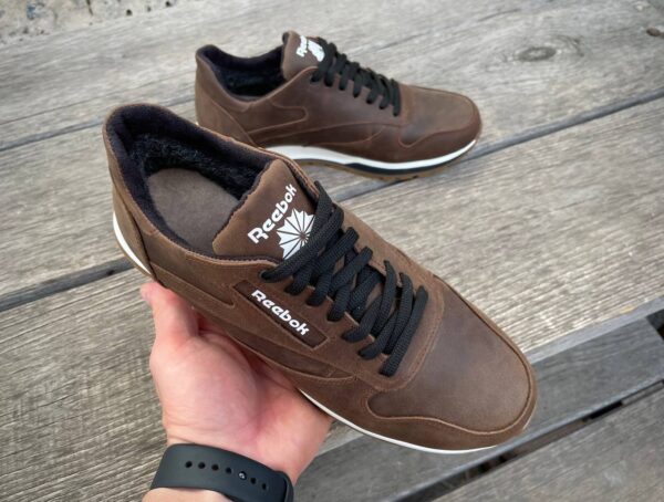 Чоловічі шкіряні зимові кросівки Reebok Код: R17 кор/бн - Зображення 7