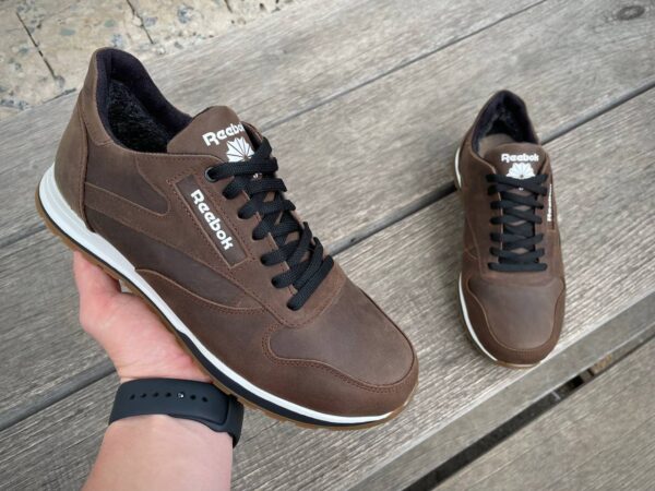 Чоловічі шкіряні зимові кросівки Reebok Код: R17 кор/бн - Зображення 9