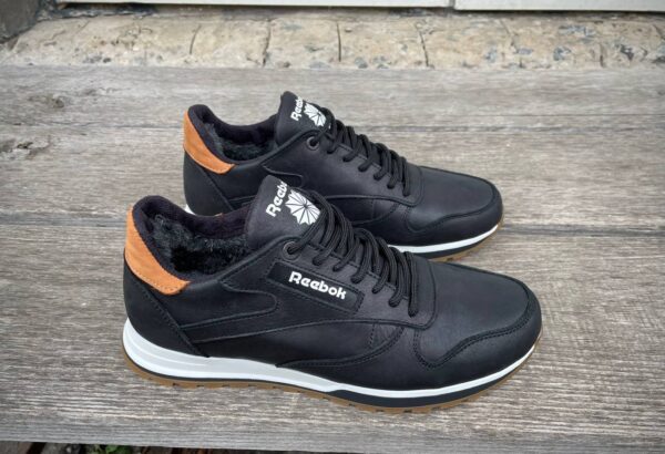 Чоловічі шкіряні зимові кросівки Reebok Код: R17 чер/бн - Зображення 3