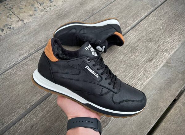 Чоловічі шкіряні зимові кросівки Reebok Код: R17 чер/бн - Зображення 2