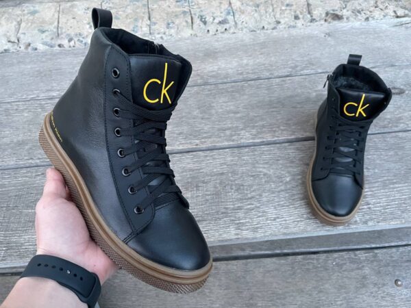 Чоловічі шкіряні зимові черевики Calvin Klein Код: СК20 чер/кор - Зображення 6