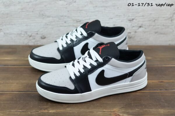 Мужские кожаные кеды Nike Код: 01-17/31 чер/сер