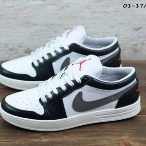 Мужские кожаные кеды Nike Код: 01-17/15 чер/бел