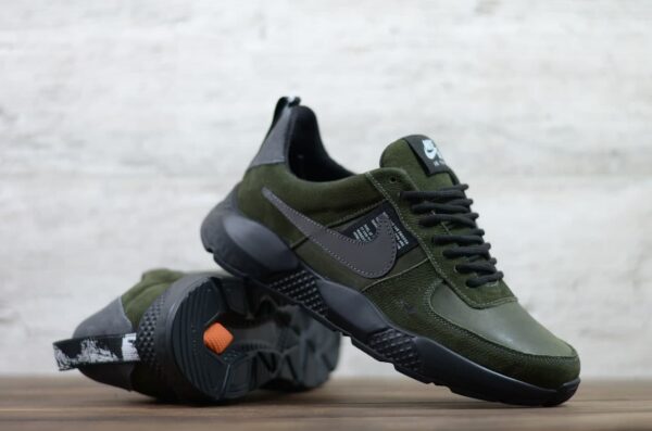 Мужские кожаные кроссовки Nike Код: 01-15/17 S хаки - Зображення 2