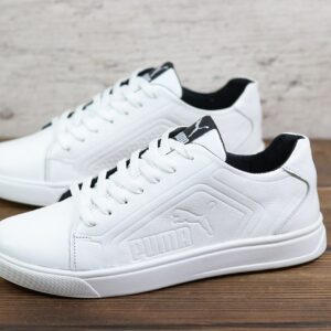 Мужские кожаные кеды Puma Код: P20 бел
