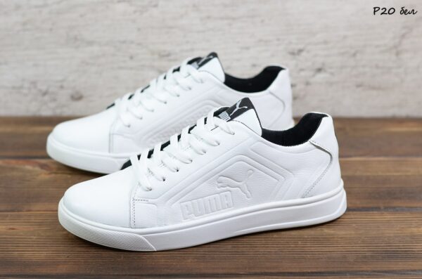 Мужские кожаные кеды Puma Код: P20 бел