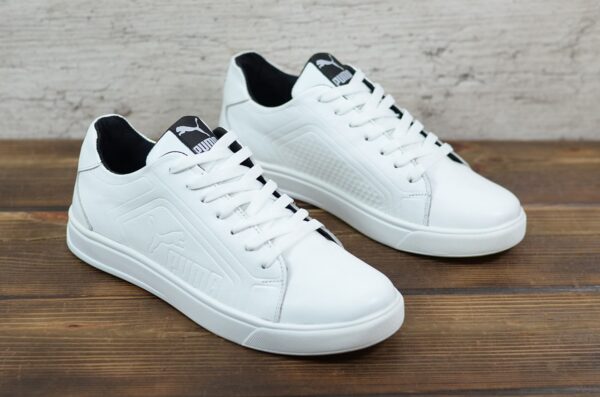 Мужские кожаные кеды Puma Код: P20 бел - Зображення 6
