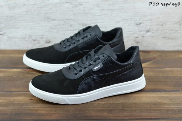 Мужские кожаные кеды Puma Код: Р30 чер/нуб
