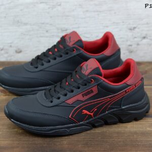 Мужские кожаные кроссовки Puma Код: Р10/5 чер/кр