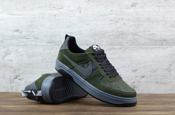 Мужские кожаные кеды Nike (Топ качество) Код: 01-15/40 хаки - Зображення 2