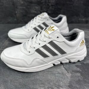 Мужские кожаные кроссовки Adidas Код: 20/2 бел