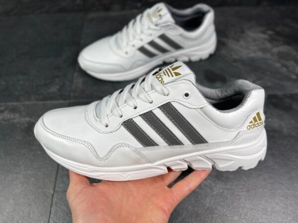 Мужские кожаные кроссовки Adidas Код: 20/2 бел - Зображення 6