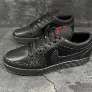 Мужские кожаные кеды Nike Код: 01-17/1 чер