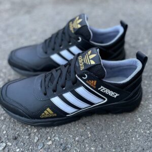 Чоловічі шкіряні кросівки Adidas Код: 527 чер/бел