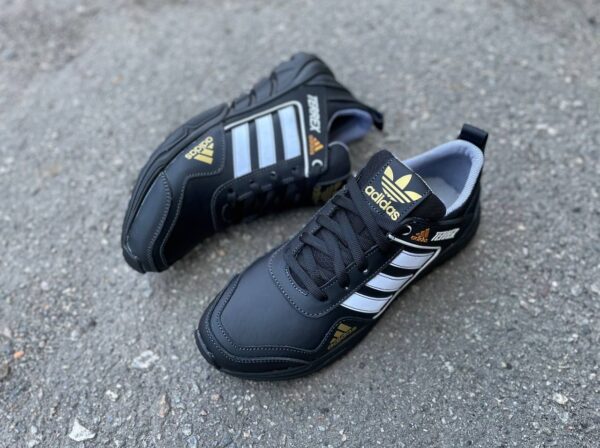 Чоловічі шкіряні кросівки Adidas Код: 527 чер/бел - Зображення 6