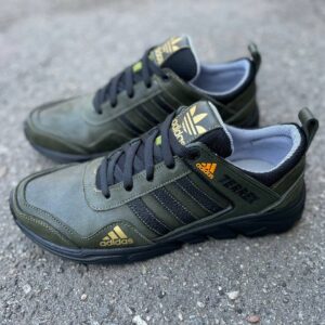 Чоловічі шкіряні кросівки Adidas Код: 523 хаки
