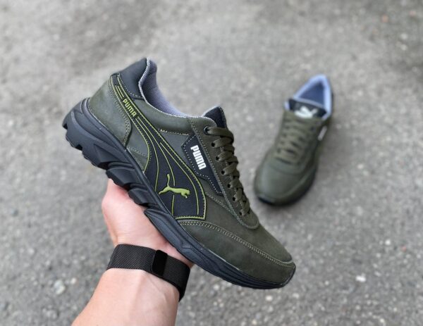 Чоловічі шкіряні кросівки Puma Код: 10/3 хаки - Зображення 5