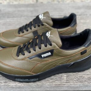 Чоловічі шкіряні кросівки Puma Код: 063 оливка