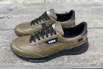 Чоловічі шкіряні кросівки Puma Код: 063 оливка