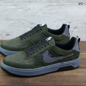 Мужские кожаные кеды Nike (Топ качество) Код: 01-15/40 хаки