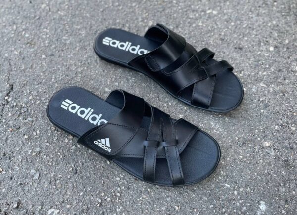 Чоловічі шкіряні шльопанці Adidas Код: 126 черн - Зображення 2