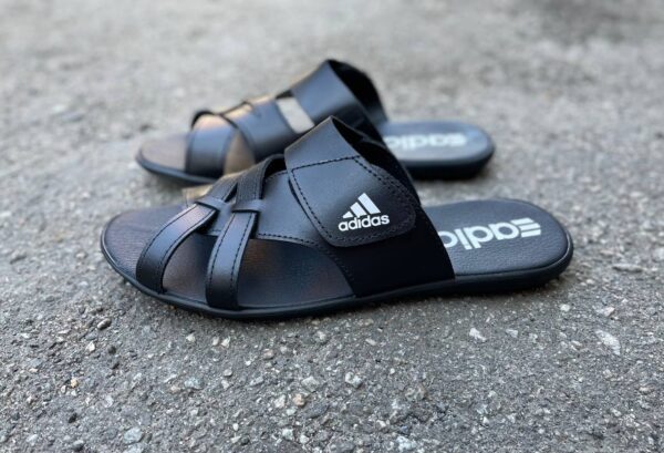 Чоловічі шкіряні шльопанці Adidas Код: 126 черн - Зображення 4