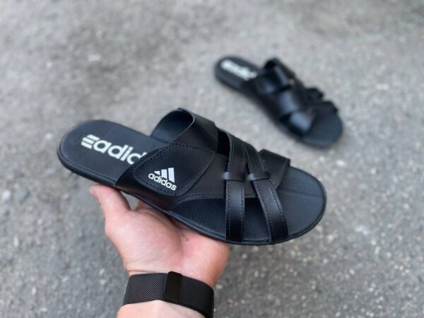 Чоловічі шкіряні шльопанці Adidas Код: 126 черн - Зображення 5