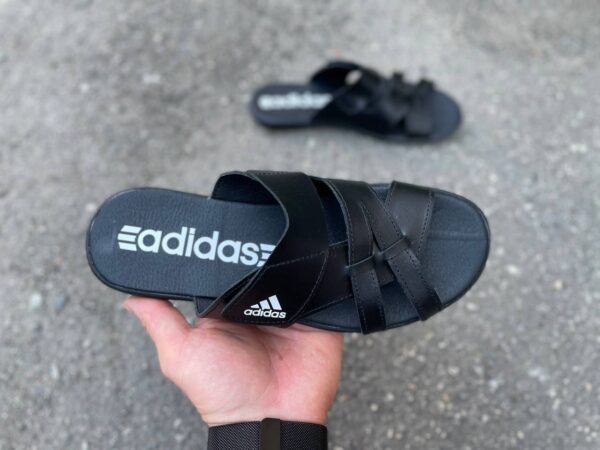 Чоловічі шкіряні шльопанці Adidas Код: 126 черн - Зображення 7