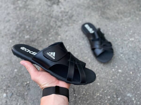 Чоловічі шкіряні шльопанці Adidas Код: 126 черн - Зображення 10