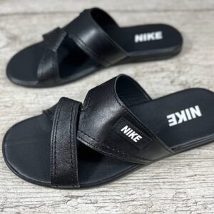 Чоловічі шкіряні шльопанці Nike Код: Ш35 ч.т.