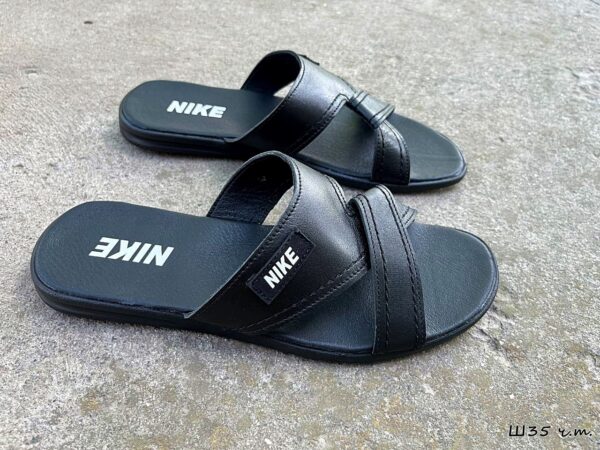 Чоловічі шкіряні шльопанці Nike Код: Ш35 ч.т. - Зображення 4