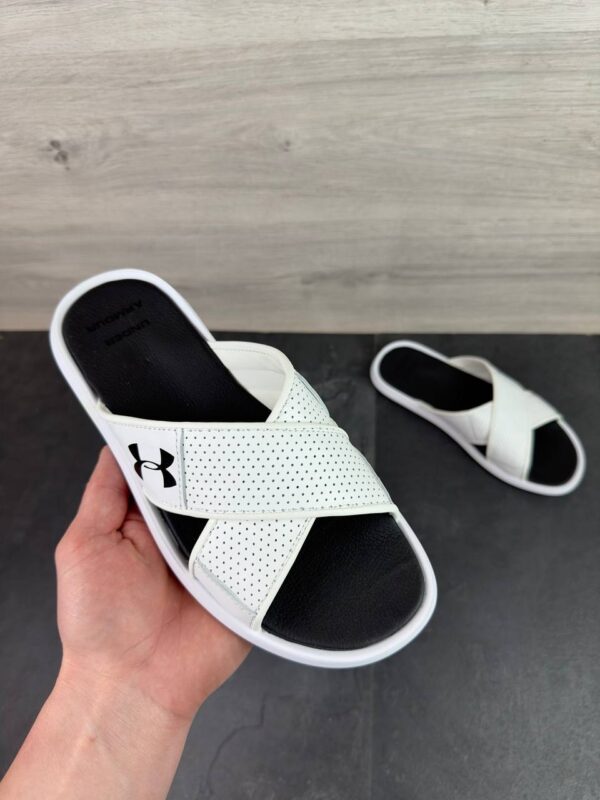 Чоловічі шкіряні шльопанці Under Armour Код: U 50 білий - Зображення 3