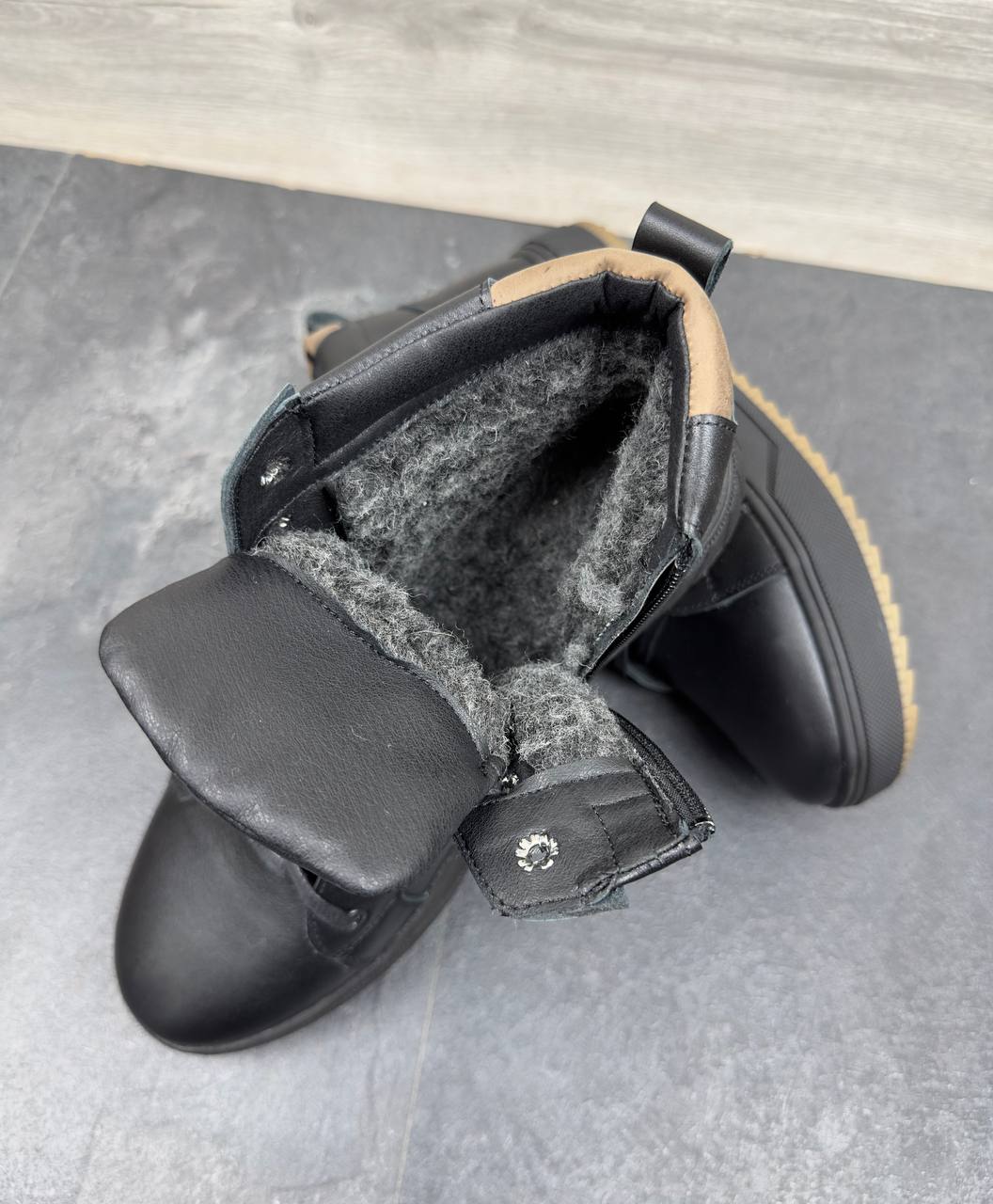 Чоловічі шкіряні зимові черевики  Код: БК9 чорний - Зображення 3