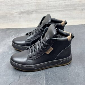 Чоловічі шкіряні зимові черевики  Код: БК9 чорний