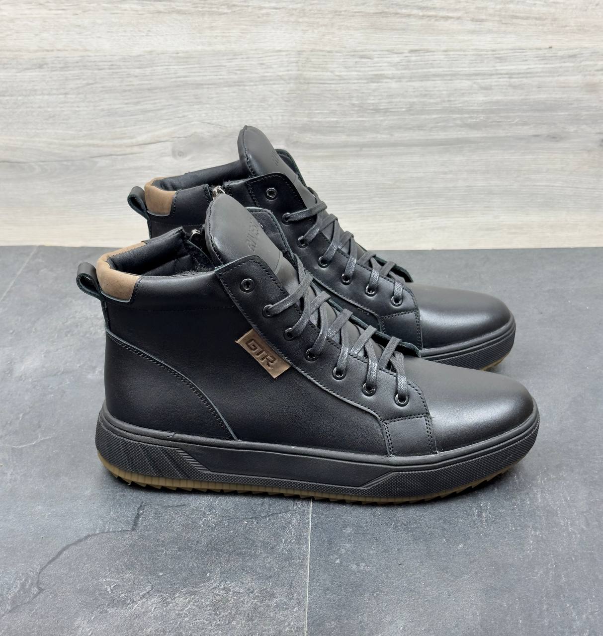 Чоловічі шкіряні зимові черевики  Код: БК9 чорний - Зображення 6